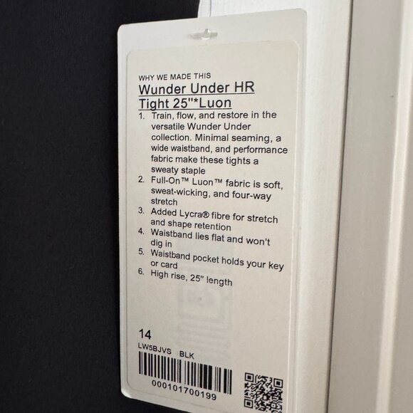 NWT Lululemon Wunder Under Luon High Rise Tights, 25'' Length, Black, Size 14 - Picture 9 of 16